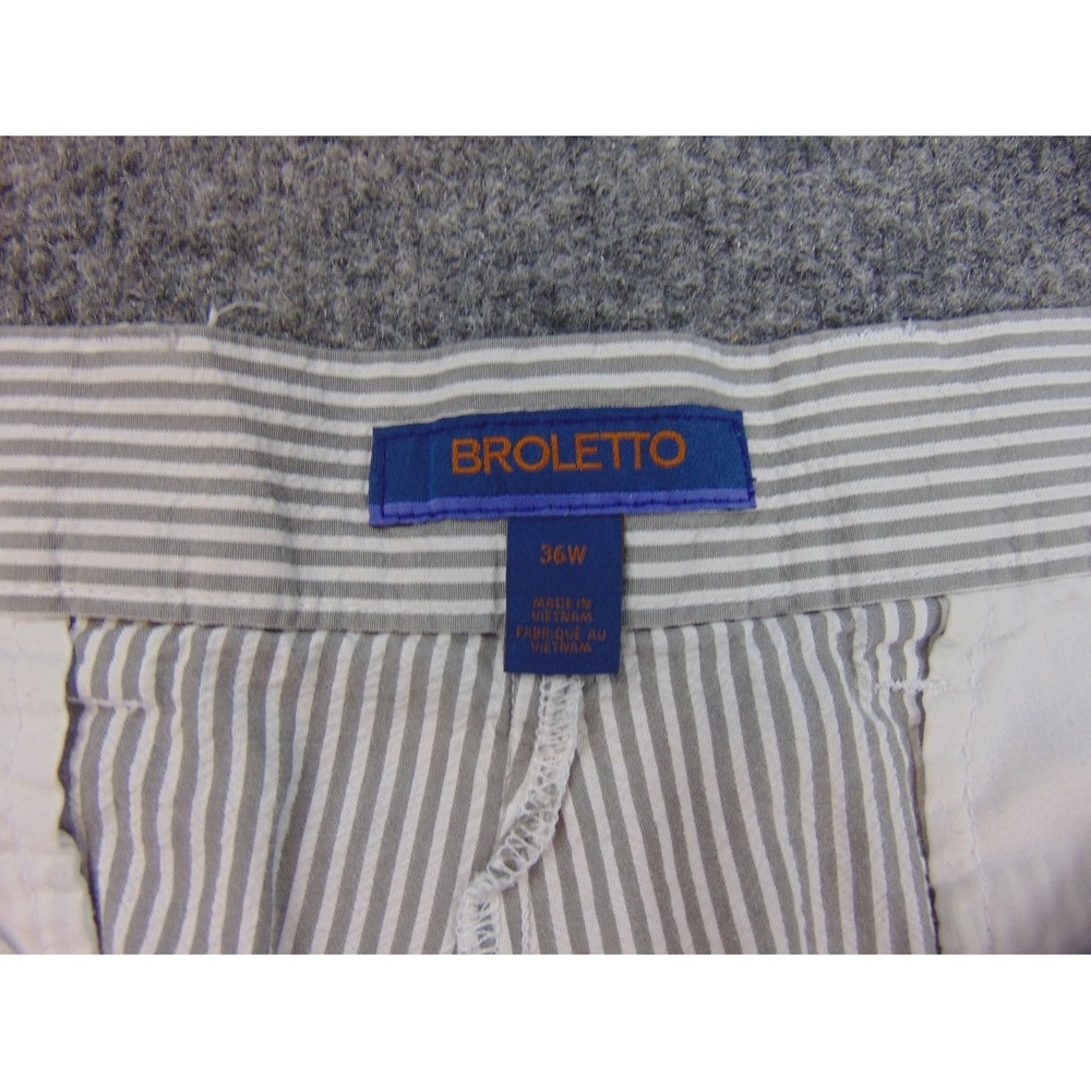 Broletto‎ Shorts Mens 36 Seersucker Gray White Striped Preppy Coastal Summer - Picture 7 of 9